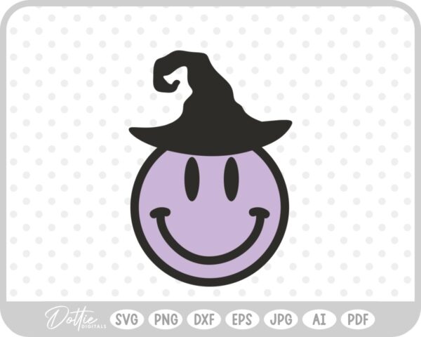 Witch Hat Halloween Smile Face Smiley SVG PNG DXF – Cricut Silhouette Cutting File