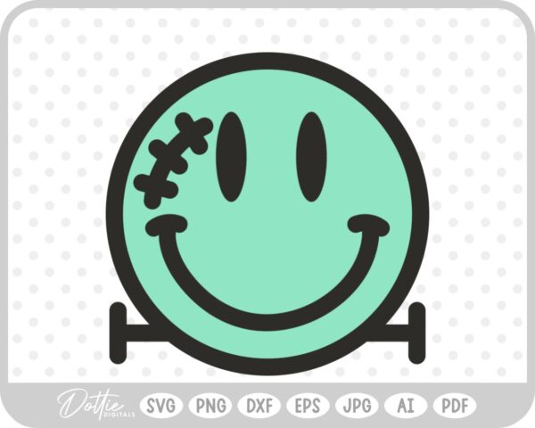 Frankenstein Halloween Smile Face Smiley SVG PNG DXF – Cricut Silhouette Cutting File