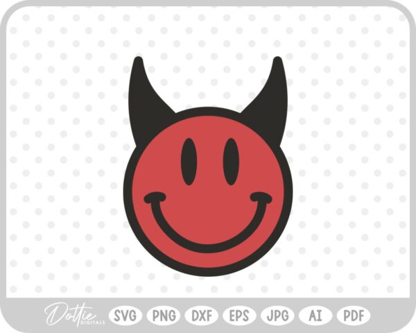 Devil Halloween Smile Face Smiley SVG PNG DXF – Cricut Silhouette Cutting File
