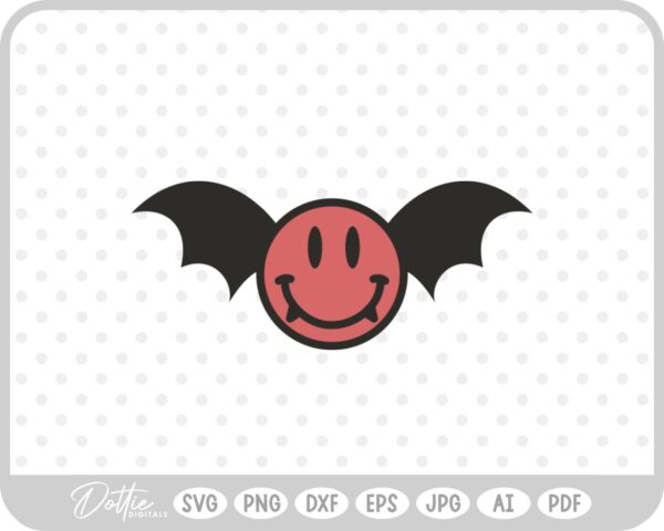 Vampire Bat Dracula Halloween Smile Face Smiley SVG PNG DXF – Cricut Silhouette Cutting File