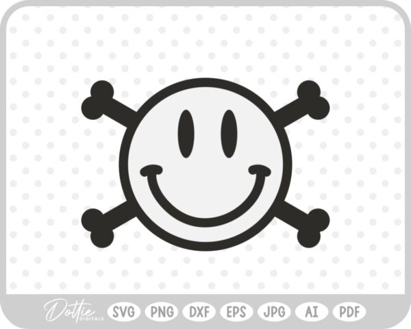 Skull Cross Bones Halloween Smile Face Smiley SVG PNG DXF – Cricut Silhouette Cutting File