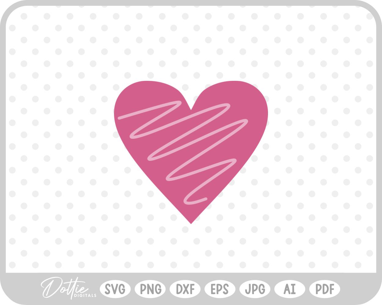 Heart with Scribble Line SVG PNG DXF – Cricut Silhouette Cutting File