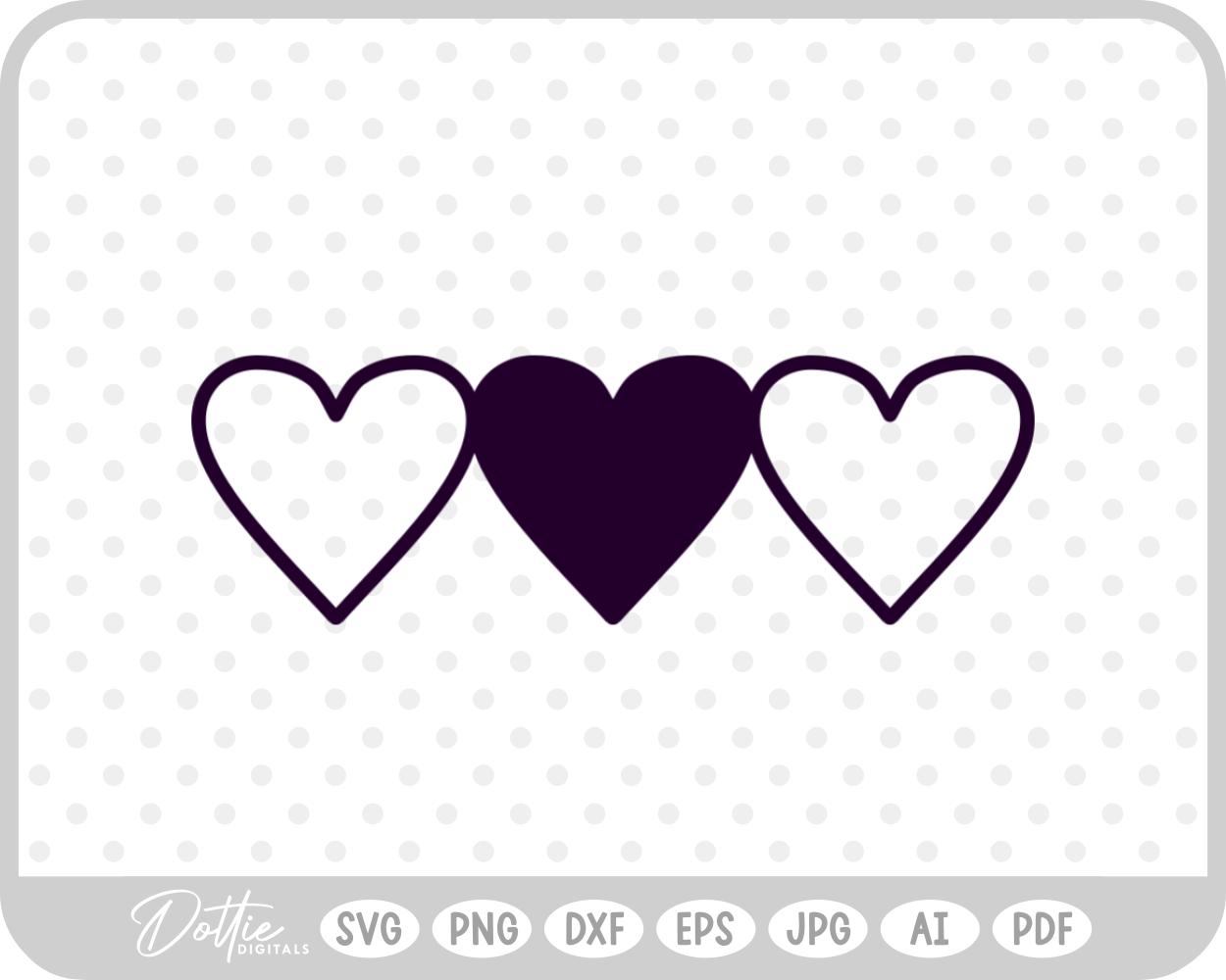 Row of Hearts SVG PNG DXF – Cricut Silhouette Cutting File