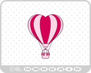 Heart Shaped Hot Air Balloon  SVG PNG DXF – Cricut Silhouette Cutting File