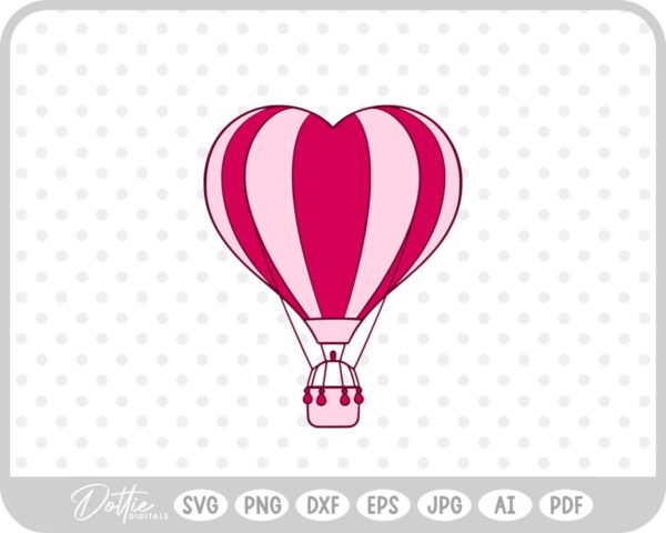 Heart Shaped Hot Air Balloon  SVG PNG DXF – Cricut Silhouette Cutting File