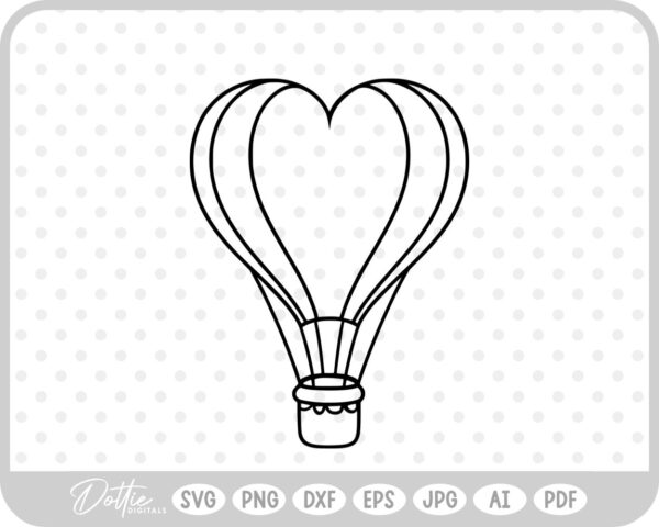 Heart Shaped Hot Air Balloon  SVG PNG DXF – Cricut Silhouette Cutting File