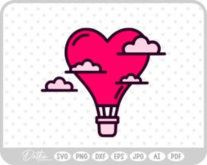 Heart Shaped Hot Air Balloon  SVG PNG DXF – Cricut Silhouette Cutting File