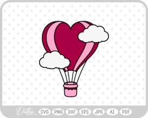 Heart Shaped Hot Air Balloon  SVG PNG DXF – Cricut Silhouette Cutting File