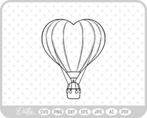 Heart Shaped Hot Air Balloon  SVG PNG DXF – Cricut Silhouette Cutting File