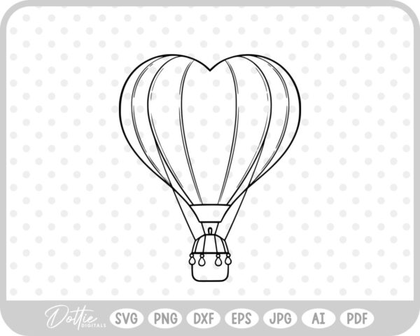 Heart Shaped Hot Air Balloon  SVG PNG DXF – Cricut Silhouette Cutting File