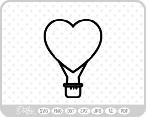 Heart Shaped Hot Air Balloon  SVG PNG DXF – Cricut Silhouette Cutting File