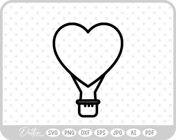 Heart Shaped Hot Air Balloon  SVG PNG DXF – Cricut Silhouette Cutting File