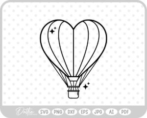 Heart Shaped Hot Air Balloon  SVG PNG DXF – Cricut Silhouette Cutting File