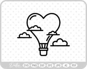 Heart Shaped Hot Air Balloon  SVG PNG DXF – Cricut Silhouette Cutting File