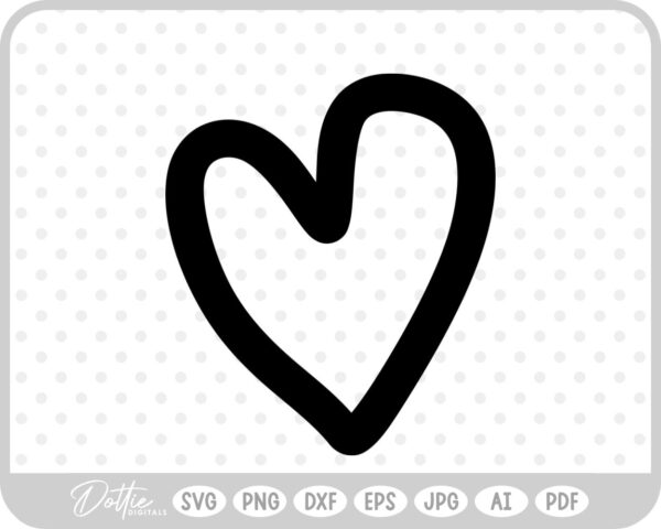 Doodle Heart Sketch Style Hand Drawn SVG PNG DXF – Cricut Silhouette Cutting File