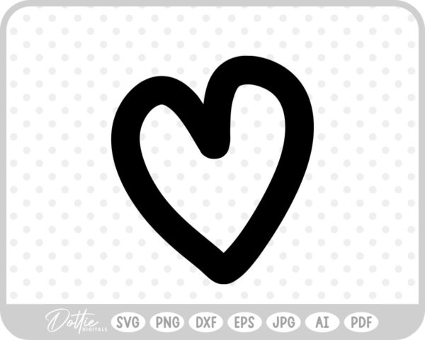 Doodle Heart Sketch Style Hand Drawn SVG PNG DXF – Cricut Silhouette Cutting File