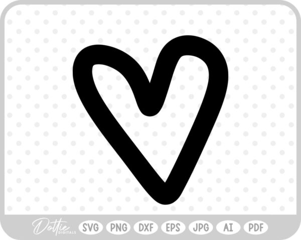 Doodle Heart Sketch Style Hand Drawn SVG PNG DXF – Cricut Silhouette Cutting File