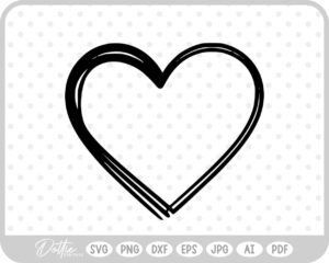 Hand Drawn Heart Sketch Doodle SVG PNG DXF – Cricut Silhouette Cutting File