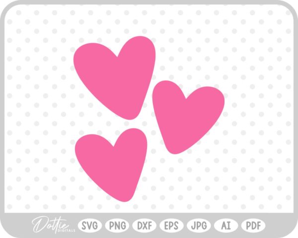Three Hearts SVG PNG DXF – Cricut Silhouette Cutting File