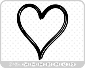 Hand Drawn Heart Sketch Doodle SVG PNG DXF – Cricut Silhouette Cutting File