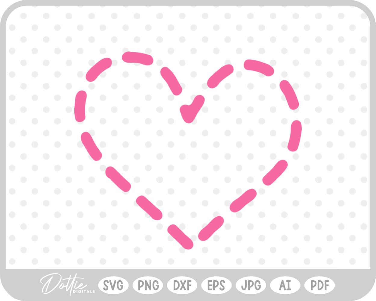 Heart Shape Stiches Dashes Lines SVG PNG DXF – Cricut Silhouette Cutting File