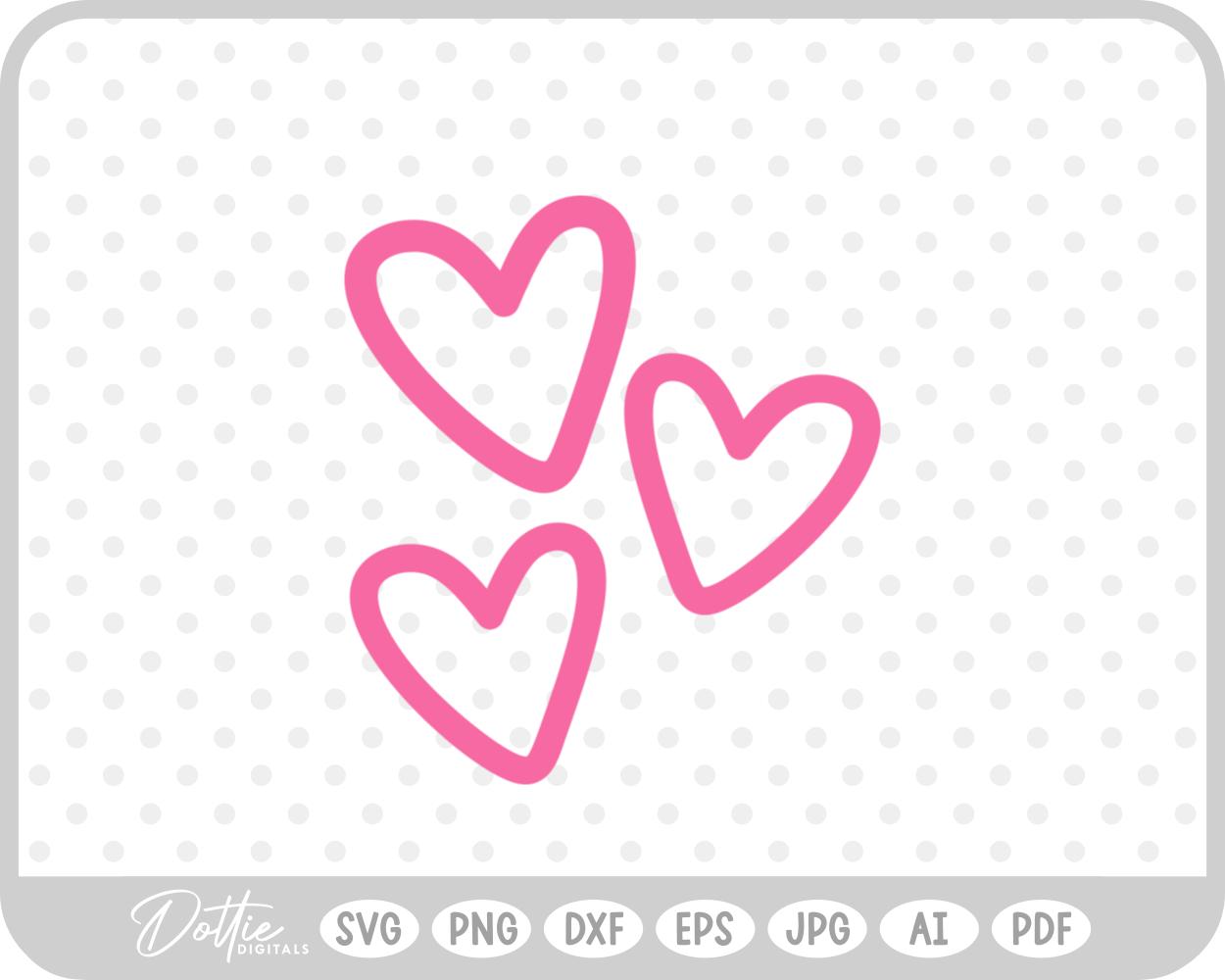 Three Hearts SVG PNG DXF – Cricut Silhouette Cutting File