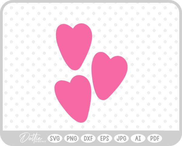 Three Hearts SVG PNG DXF – Cricut Silhouette Cutting File