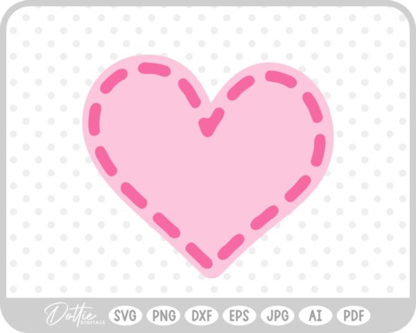 Heart With Stitches SVG PNG DXF – Cricut Silhouette Cutting File