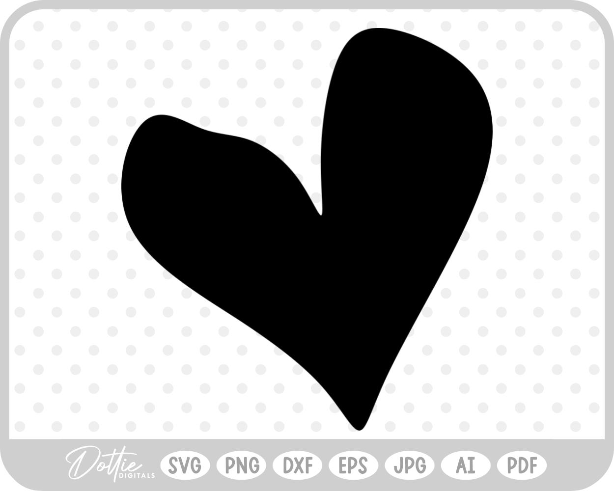Doodle Heart Sketch Style Hand Drawn SVG PNG DXF – Cricut Silhouette Cutting File