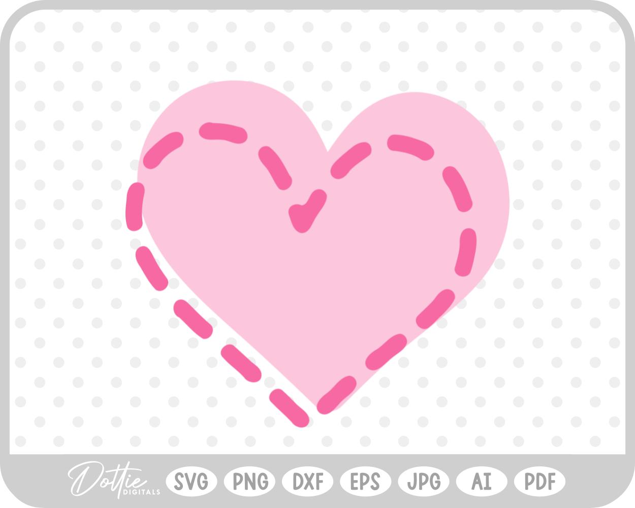 Heart With Stitches SVG PNG DXF – Cricut Silhouette Cutting File