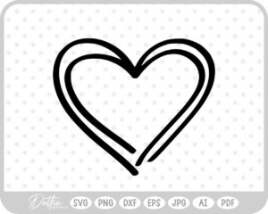 Hand Drawn Heart Sketch Doodle SVG PNG DXF – Cricut Silhouette Cutting File