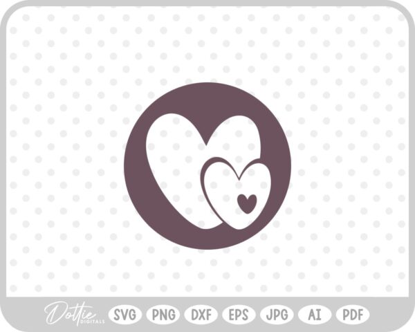 Hearts in Circle Cut Out SVG PNG DXF – Cricut Silhouette Cutting File