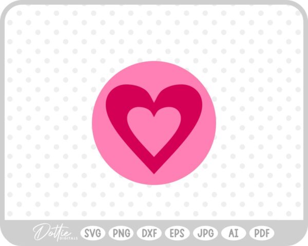 Retro Heart Circle SVG PNG DXF – Cricut Silhouette Cutting File
