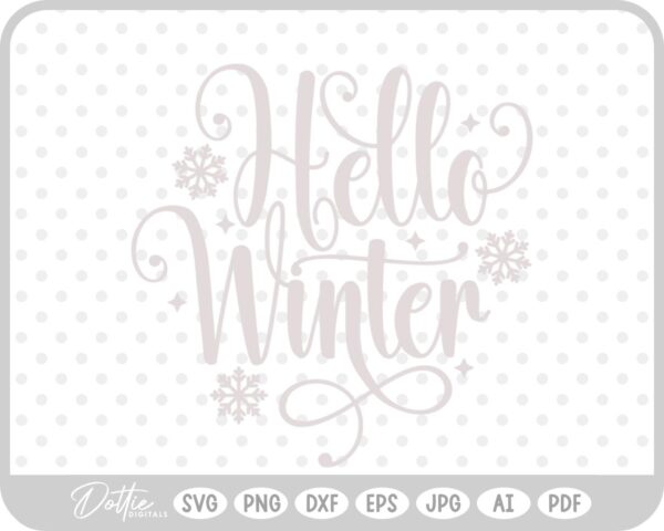Hello Winter Christmas Quote Reindeer Snow Santa Festive SVG PNG DXF – Cricut Silhouette Cutting File