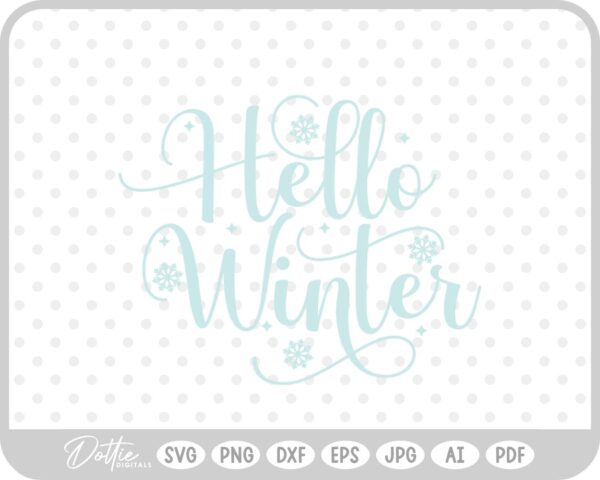 Hello Winter Christmas Quote Reindeer Snow Santa Festive SVG PNG DXF – Cricut Silhouette Cutting File