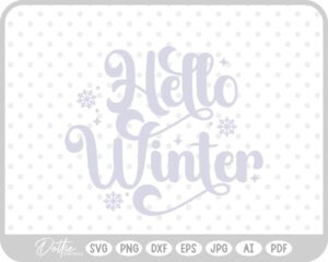 Hello Winter Christmas Quote Reindeer Snow Santa Festive SVG PNG DXF – Cricut Silhouette Cutting File