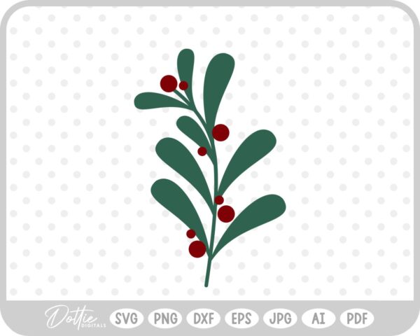 Holly Christmas Plant Winter Festive Branch Leaf SVG PNG DXF – Cricut Silhouette Cutting File