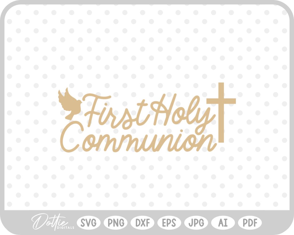 First Holy Communion Cross SVG PNG DXF – Cricut Silhouette Cutting File