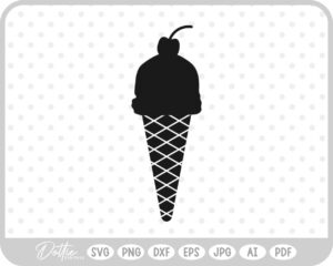 Ice Cream Cone with Cherry SVG PNG DXF – Cricut Silhouette Cutting File