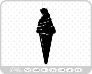 Whipped Ice Cream with Cherry SVG PNG DXF – Cricut Silhouette Cutting File