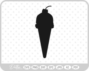 Ice Cream Cone Cherry SVG PNG DXF – Cricut Silhouette Cutting File