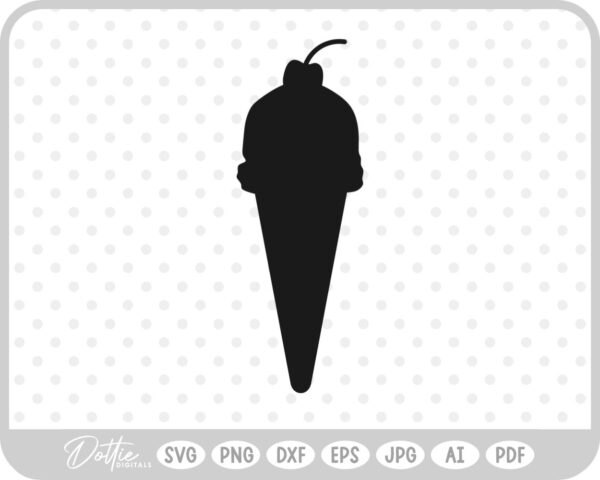 Ice Cream Cone Cherry SVG PNG DXF – Cricut Silhouette Cutting File