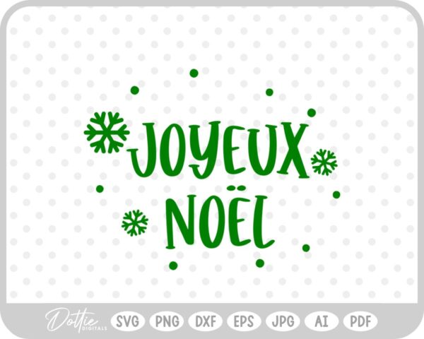 Joyeux Noel Christmas Holidays Text Snowflakes Words SVG PNG DXF – Cricut Silhouette Cutting File