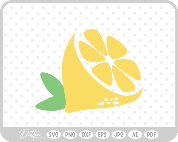 Half Lemon with Leaves SVG PNG DXF – Cricut Silhouette Cutting File
