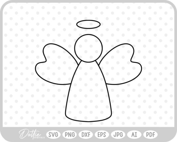 Angel Outline Hand Drawn Christmas Wings Halo SVG PNG DXF – Cricut Silhouette Cutting File