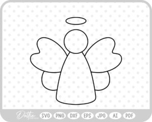Angel Outline Hand Drawn Christmas Wings Halo SVG PNG DXF – Cricut Silhouette Cutting File
