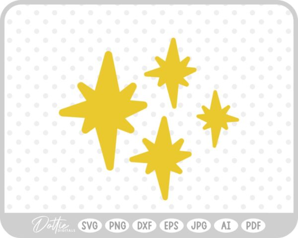 Star Shapes Sparkles Cluster SVG PNG DXF – Cricut Silhouette Cutting File