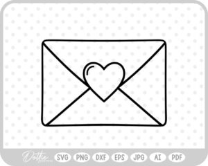 Love Letter Heart Envelope Heart Stamp Doodle Sketch Style SVG PNG DXF – Cricut Silhouette Cutting File