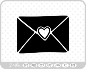 Love Letter Heart Envelope Heart Stamp Doodle Sketch Style SVG PNG DXF – Cricut Silhouette Cutting File