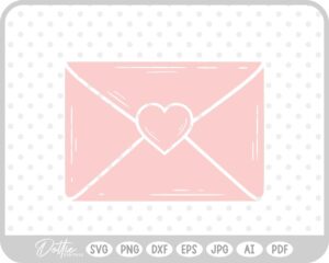 Love Letter Heart Envelope Heart Stamp Doodle Sketch Style SVG PNG DXF – Cricut Silhouette Cutting File